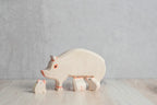 Wood Carved Pig with piglets by PoppyBabyCo