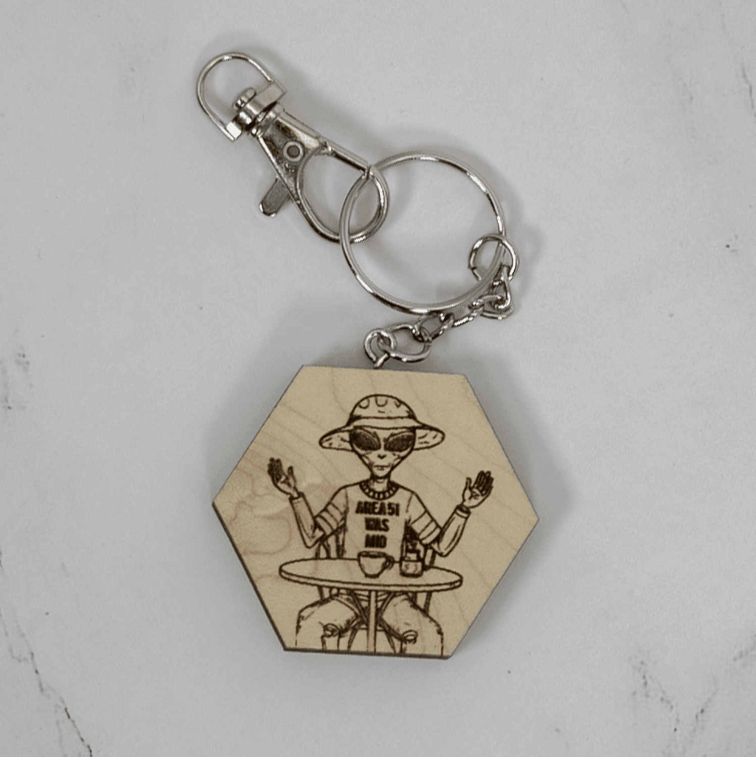 Wood Keychain | Area 51 Keychains La Vie Bien Wood Keychain | Area 51