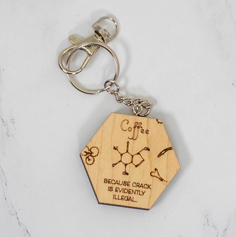 Wood Keychain | Caffeine Keychains La Vie Bien Wood Keychain | Caffeine