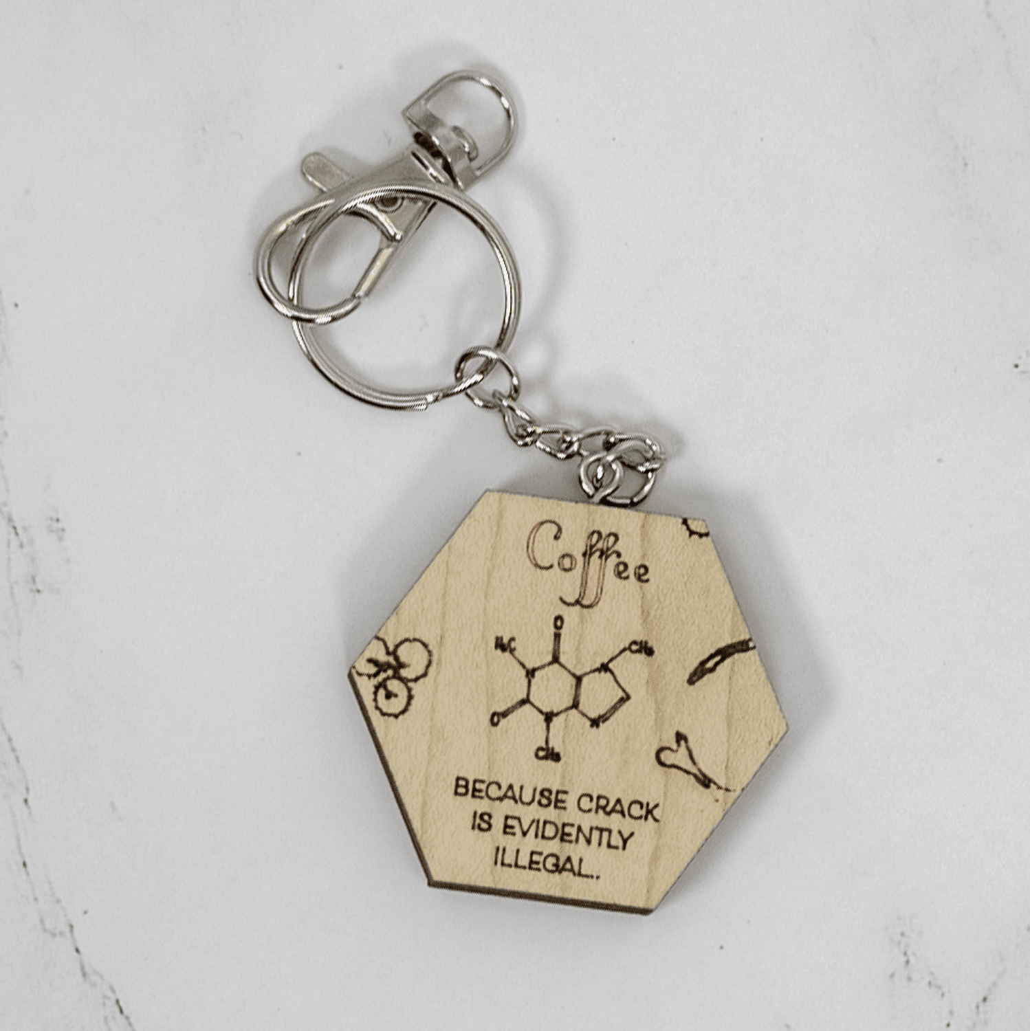 Wood Keychain | Caffeine Keychains La Vie Bien Wood Keychain | Caffeine