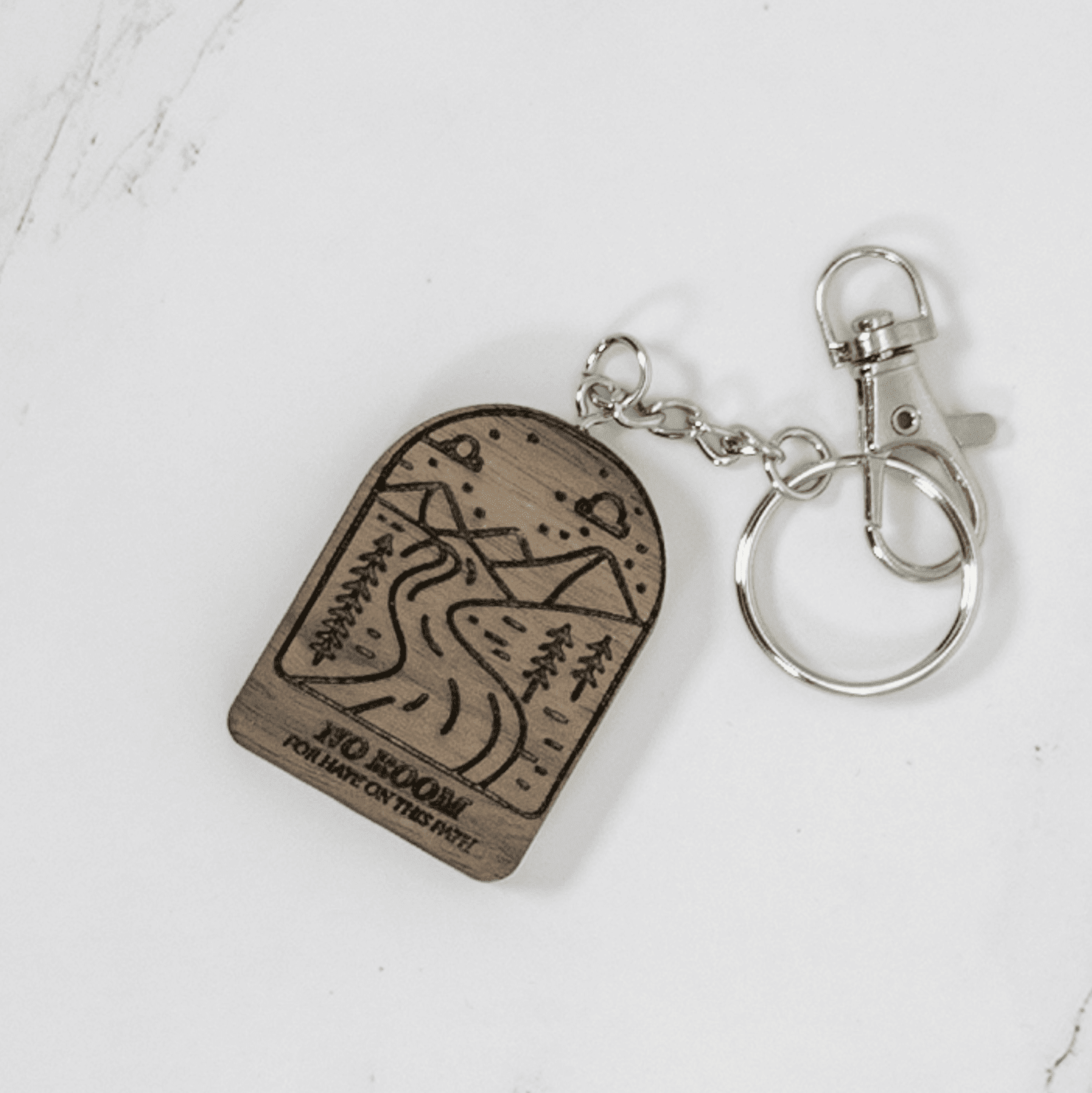 Wood Keychain | No Hate Trail - Arch Keychains La Vie Bien Wood Keychain | No Hate Trail - Arch
