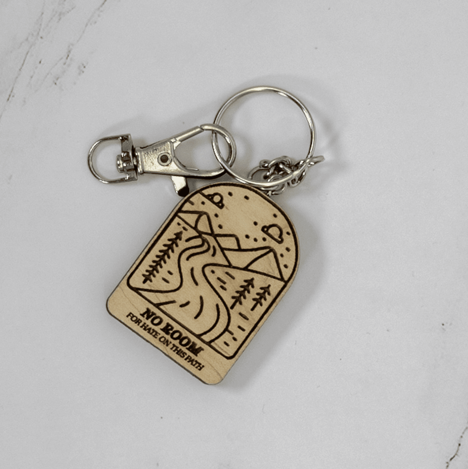 Wood Keychain | No Hate Trail - Arch Keychains La Vie Bien Wood Keychain | No Hate Trail - Arch