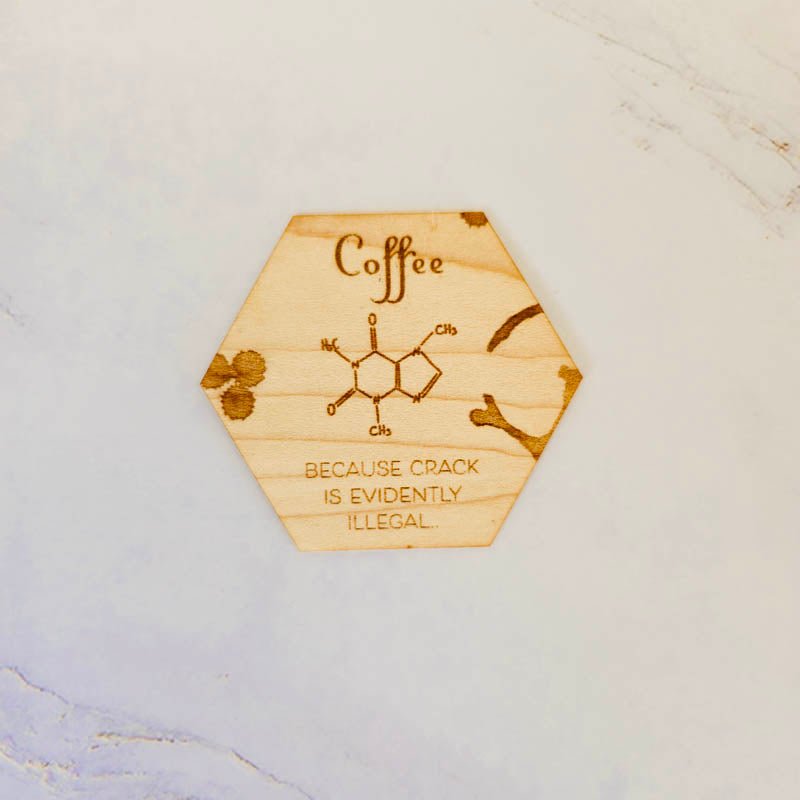 Wood Sticker Coffee Molecule Hex | Maple Cherry Hickory Stickers La Vie Bien Wood Sticker Coffee Molecule Hex | Maple Cherry Hickory