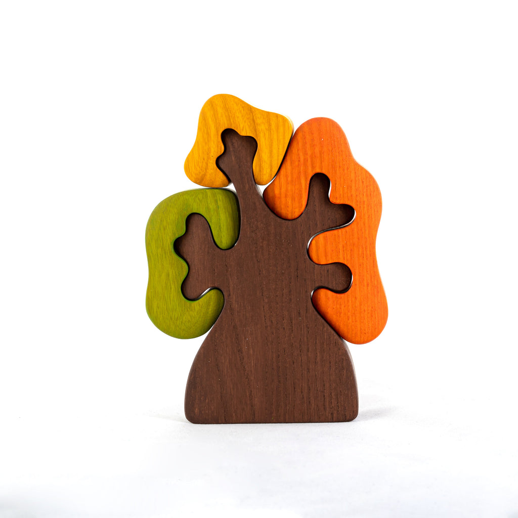 Wooden Autumn Tree with three crowns puzzle