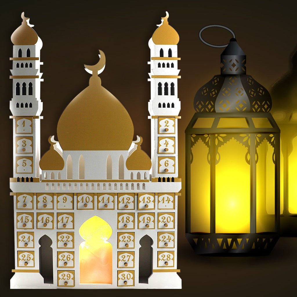 Wooden Arabic Castle Ramadan Countdown (MAC384) La Vie Bien Wooden Arabic Castle Ramadan Countdown (MAC384)