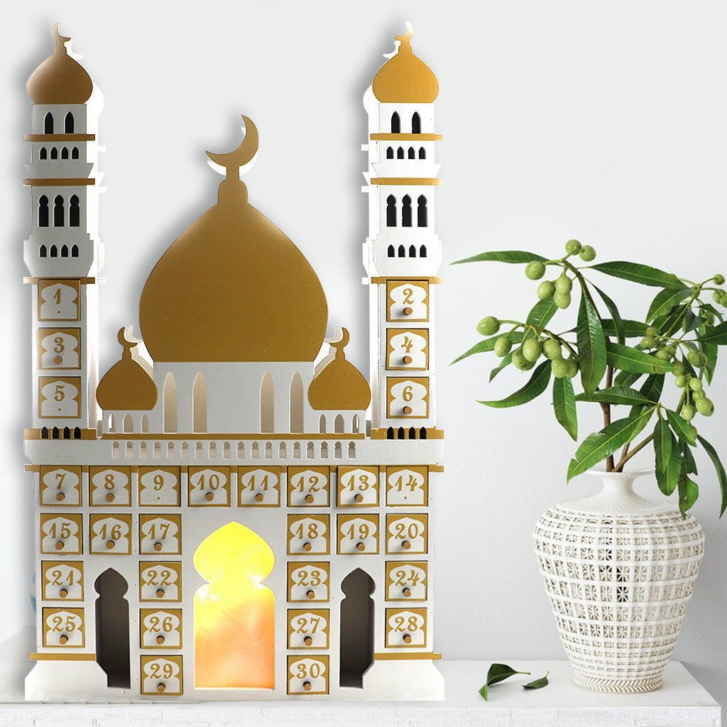Wooden Arabic Castle Ramadan Countdown (MAC384) La Vie Bien Wooden Arabic Castle Ramadan Countdown (MAC384)