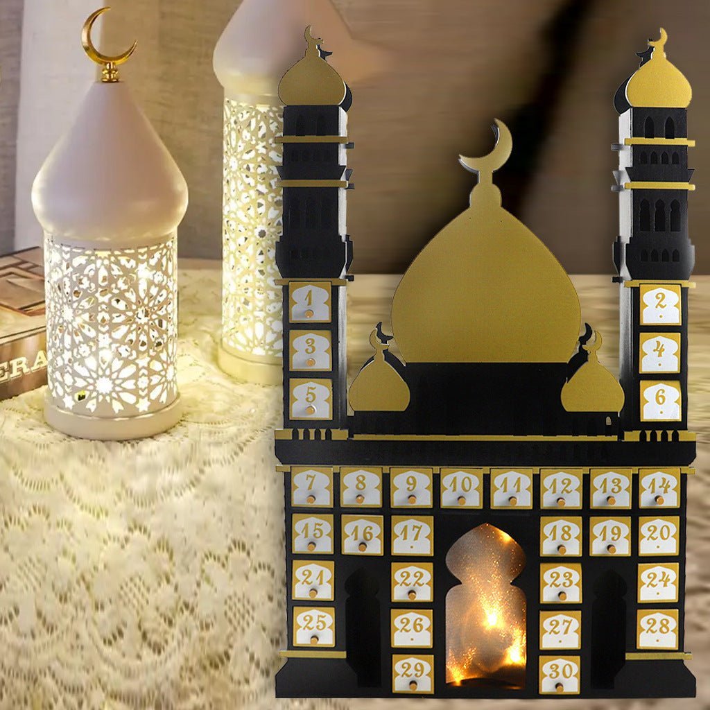Wooden Arabic Castle Ramadan Countdown (MAC384) La Vie Bien Wooden Arabic Castle Ramadan Countdown (MAC384)