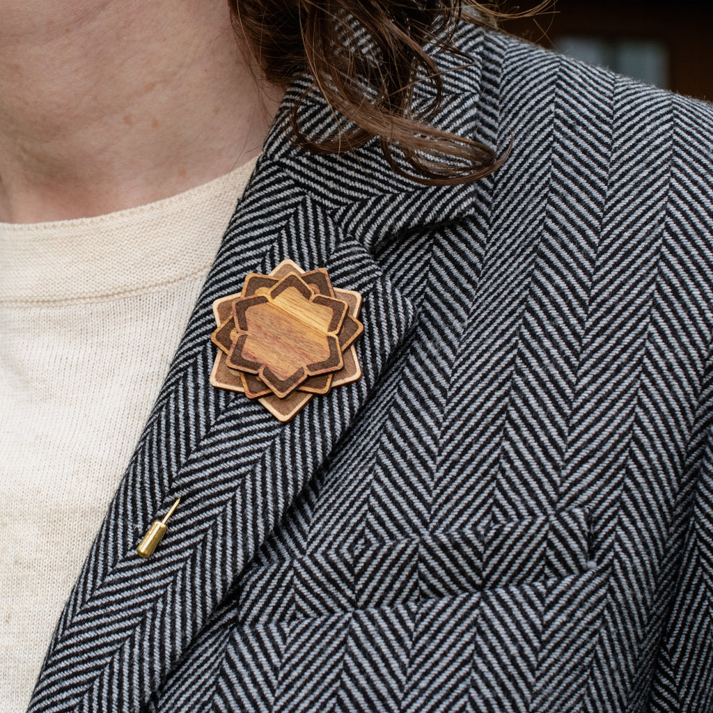 Wooden Brooch | Layered Lotus Brooch La Vie Bien Wooden Brooch | Layered Lotus