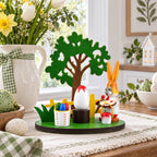 Wooden Bunny Figurine Decorating Easter Eggs Tabletop Scene 4.2 Inches Tall Easter > Figurines > Bunnies La Vie Bien Wooden Bunny Figurine Decorating Easter Eggs Tabletop Scene 4.2 Inches Tall