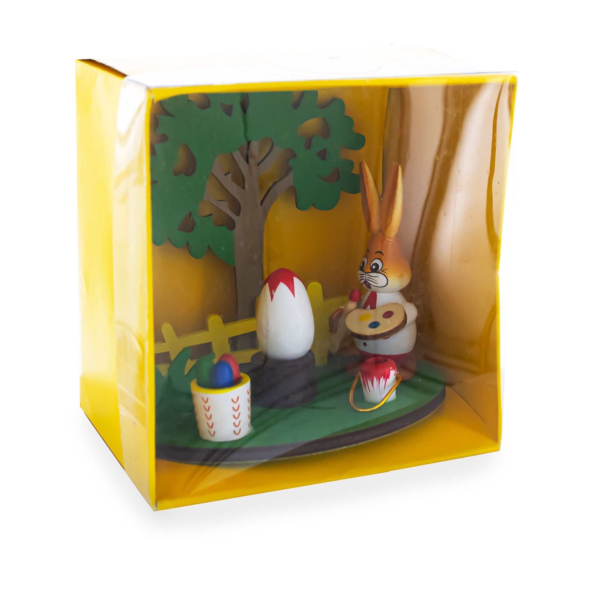 Wooden Bunny Figurine Decorating Easter Eggs Tabletop Scene 4.2 Inches Tall Easter > Figurines > Bunnies La Vie Bien Wooden Bunny Figurine Decorating Easter Eggs Tabletop Scene 4.2 Inches Tall