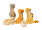 Wooden Cat figurines set of 5 by PoppyBabyCo
