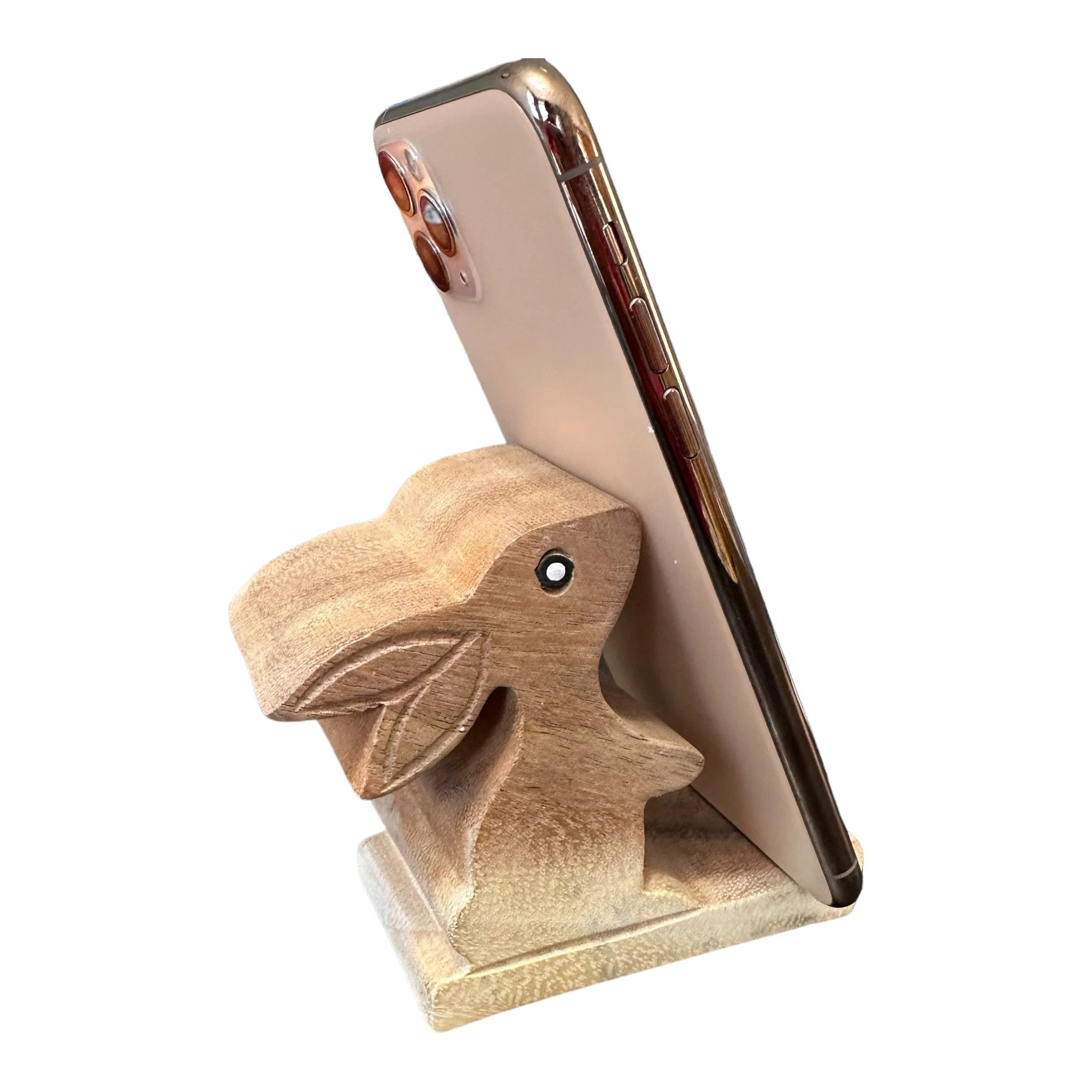 Wooden Cute Rabbit Phone Holder by Music Frog Co