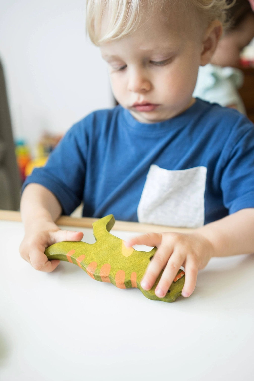 Wooden Dinosaur toy set painted- 6 pieces by PoppyBabyCo