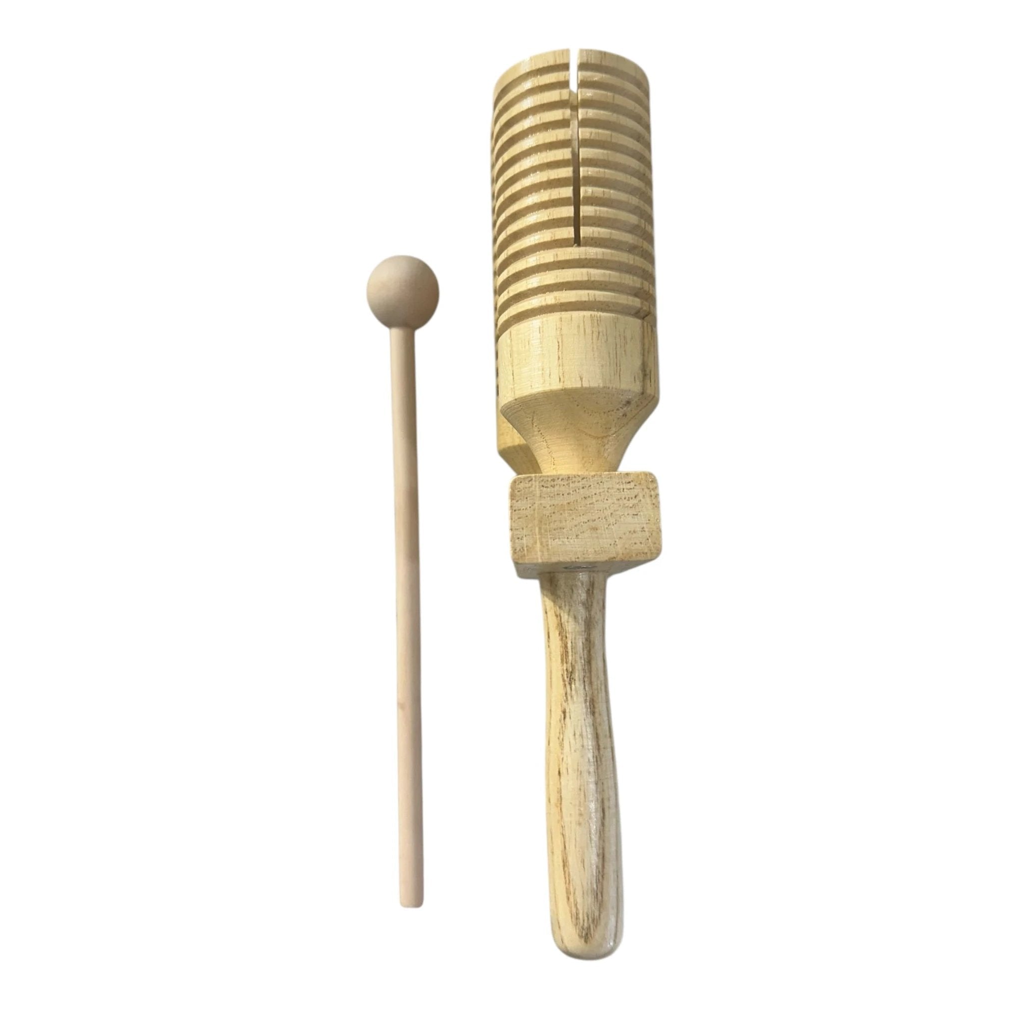 Wooden Double Guiro – Natural Wood Percussion Instrument for Music Learning by Music Frog Co