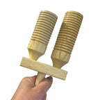 Wooden Double Guiro – Natural Wood Percussion Instrument for Music Learning by Music Frog Co