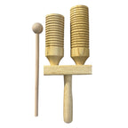 Wooden Double Guiro – Natural Wood Percussion Instrument for Music Learning by Music Frog Co