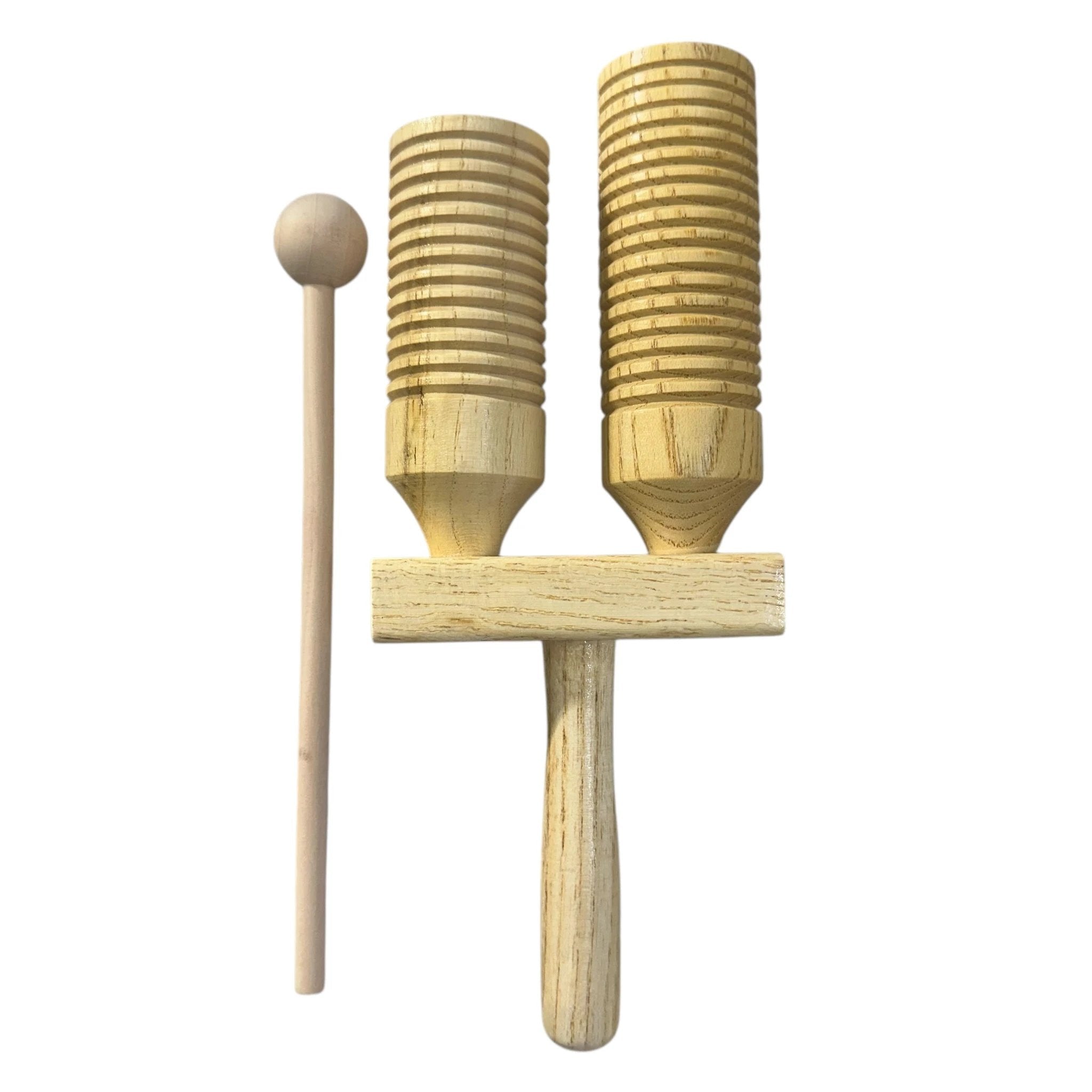 Wooden Double Guiro – Natural Wood Percussion Instrument for Music Learning by Music Frog Co
