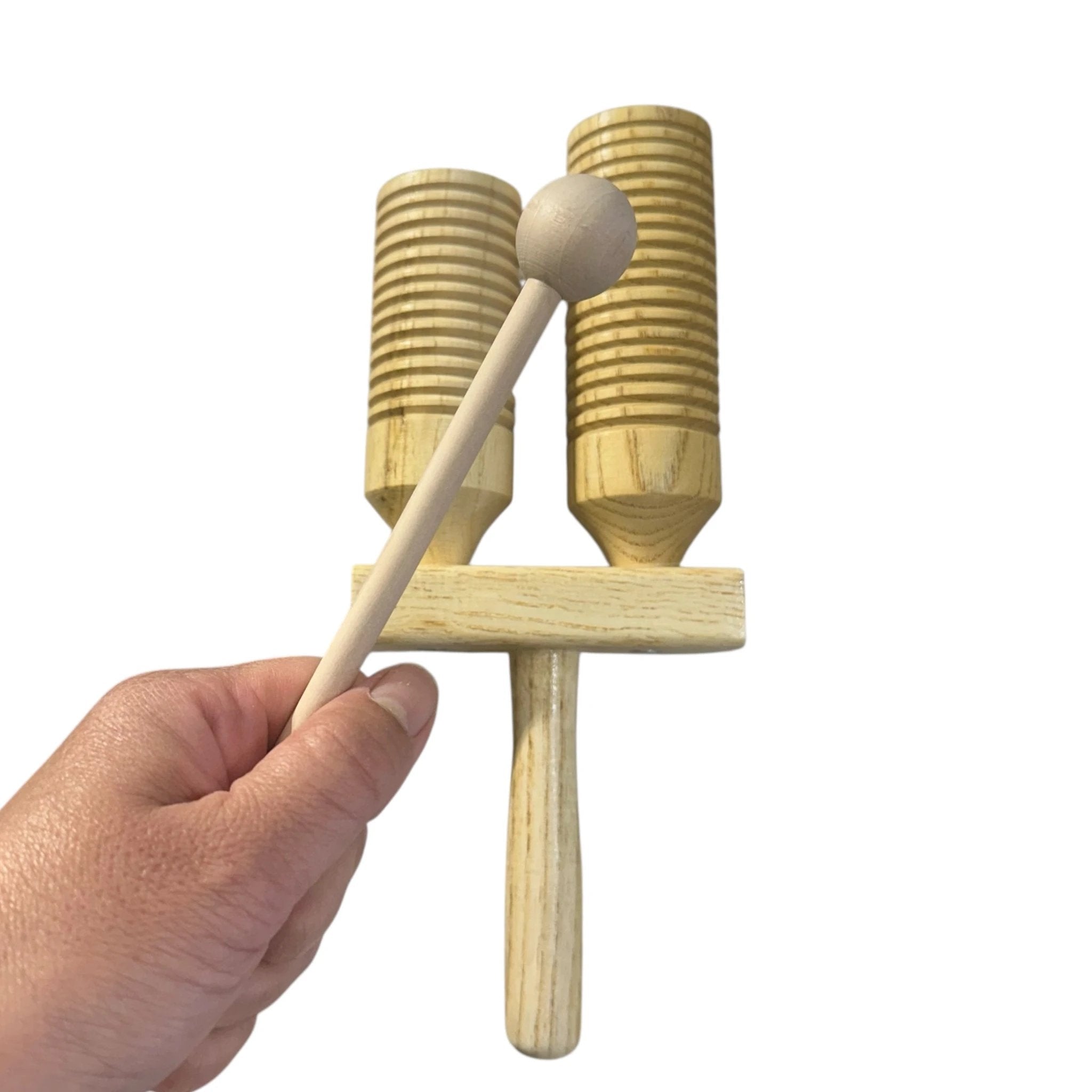 Wooden Double Guiro – Natural Wood Percussion Instrument for Music Learning by Music Frog Co
