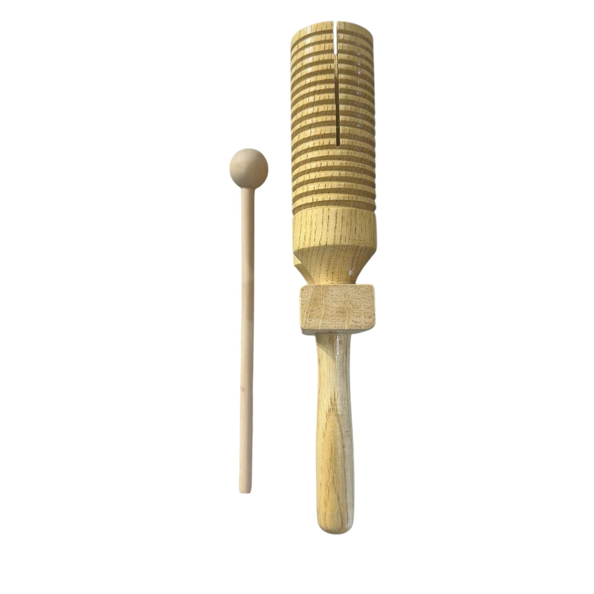 Wooden Double Guiro – Natural Wood Percussion Instrument for Music Learning by Music Frog Co