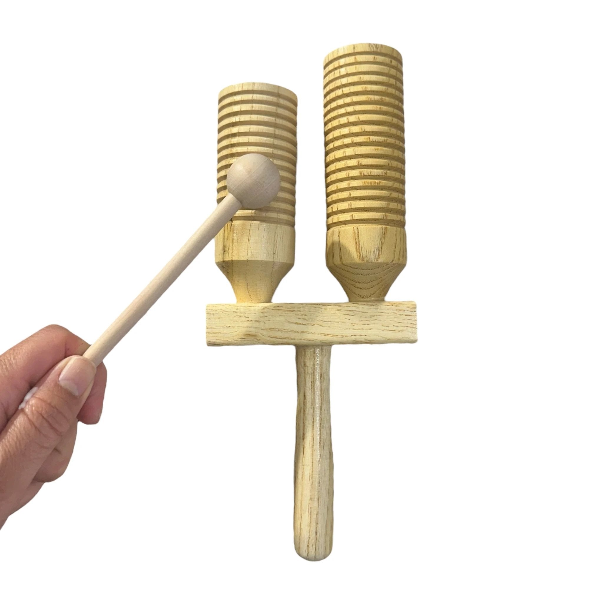 Wooden Double Guiro – Natural Wood Percussion Instrument for Music Learning by Music Frog Co