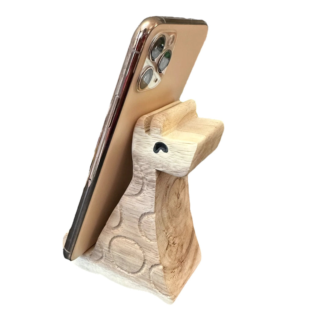 Wooden Giraffe Phone Holder by Music Frog Co