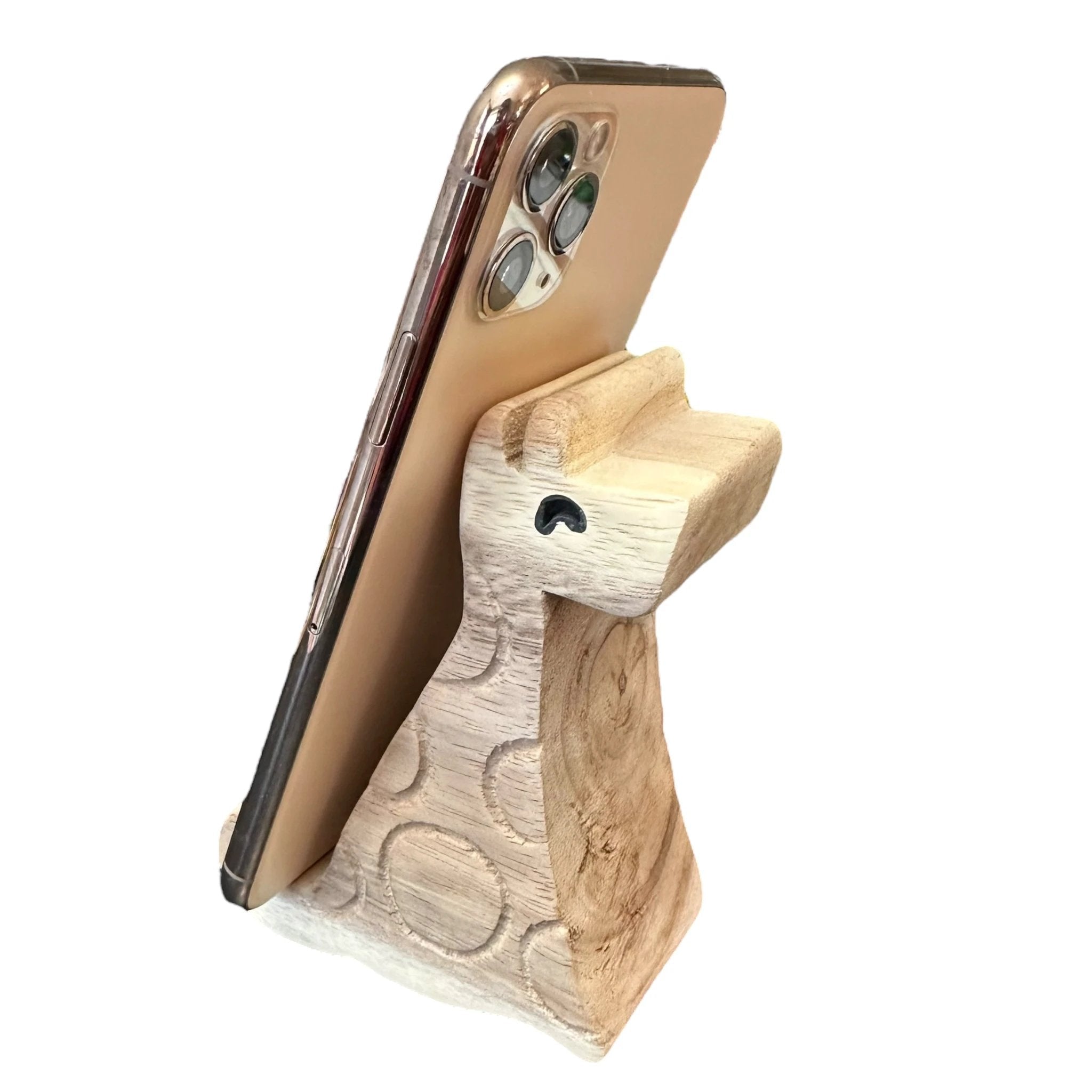 Wooden Giraffe Phone Holder by Music Frog Co