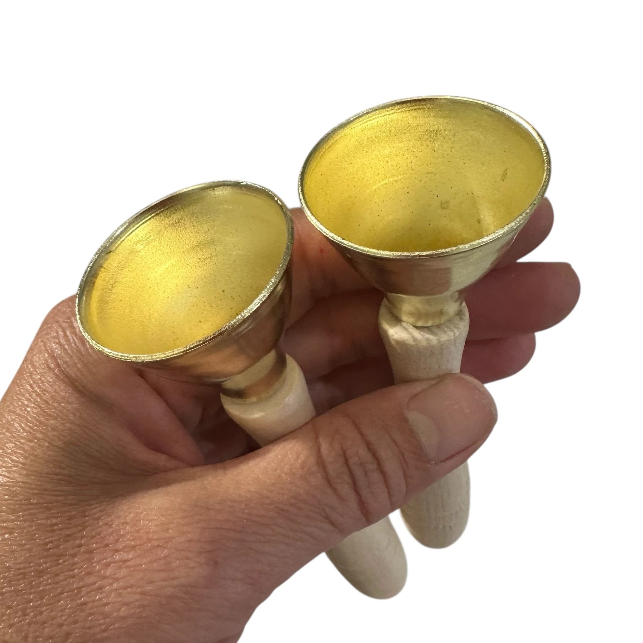 Wooden Handle Brass Bells – Set of 2 – Perfect for Music Learning & Kids’ Activities by Music Frog Co