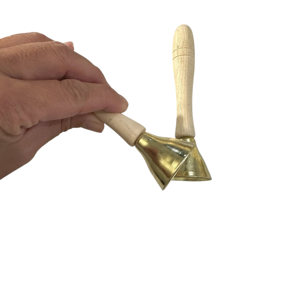 Wooden Handle Brass Bells – Set of 2 – Perfect for Music Learning & Kids’ Activities by Music Frog Co