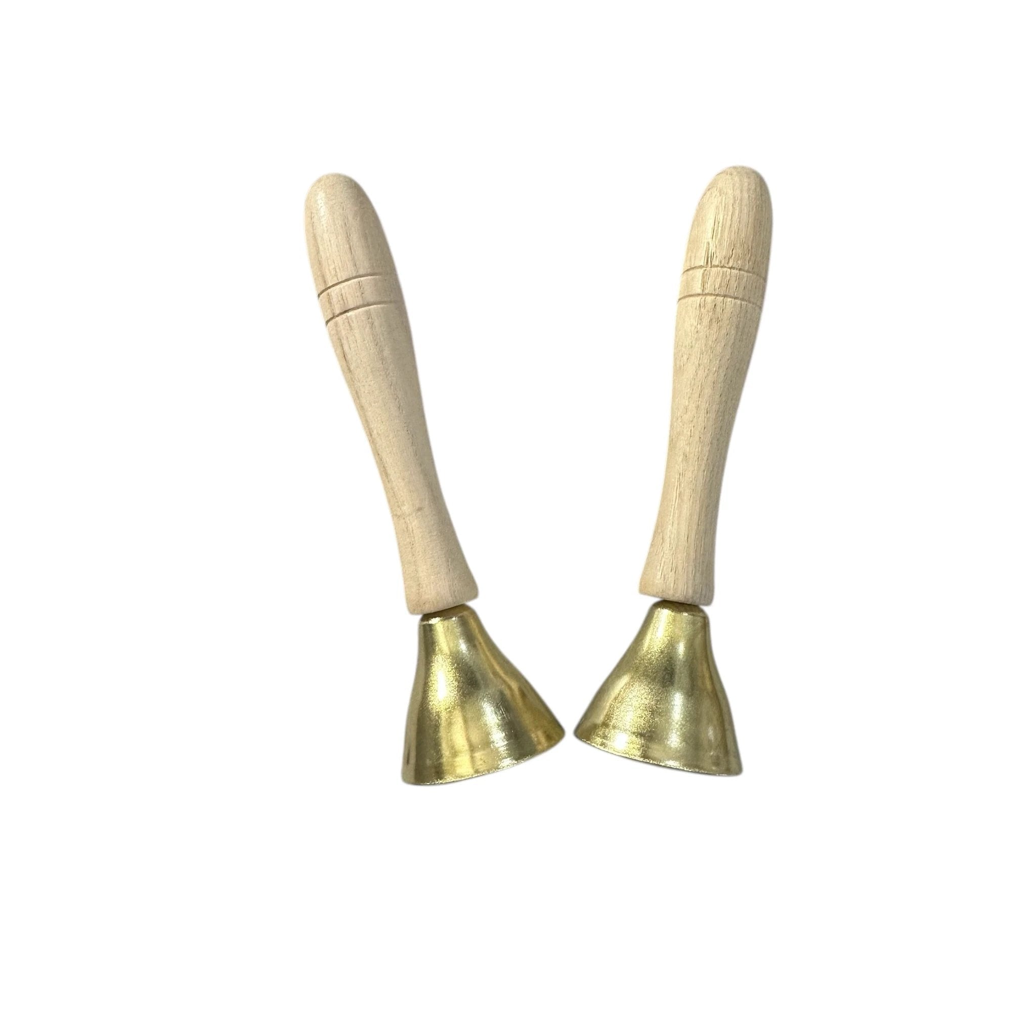 Wooden Handle Brass Bells – Set of 2 – Perfect for Music Learning & Kids’ Activities by Music Frog Co