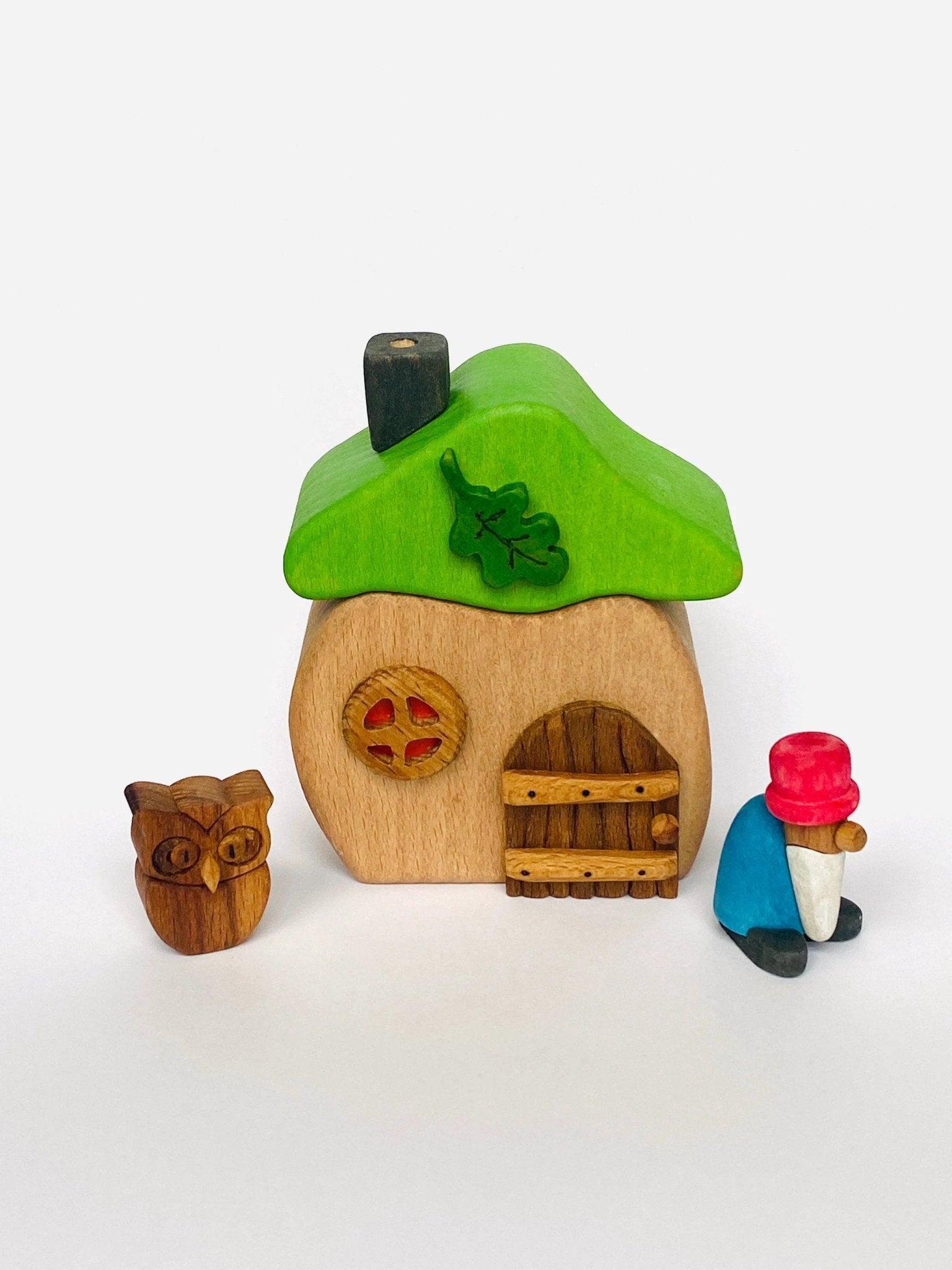 Wooden House with Gnome by PoppyBabyCo