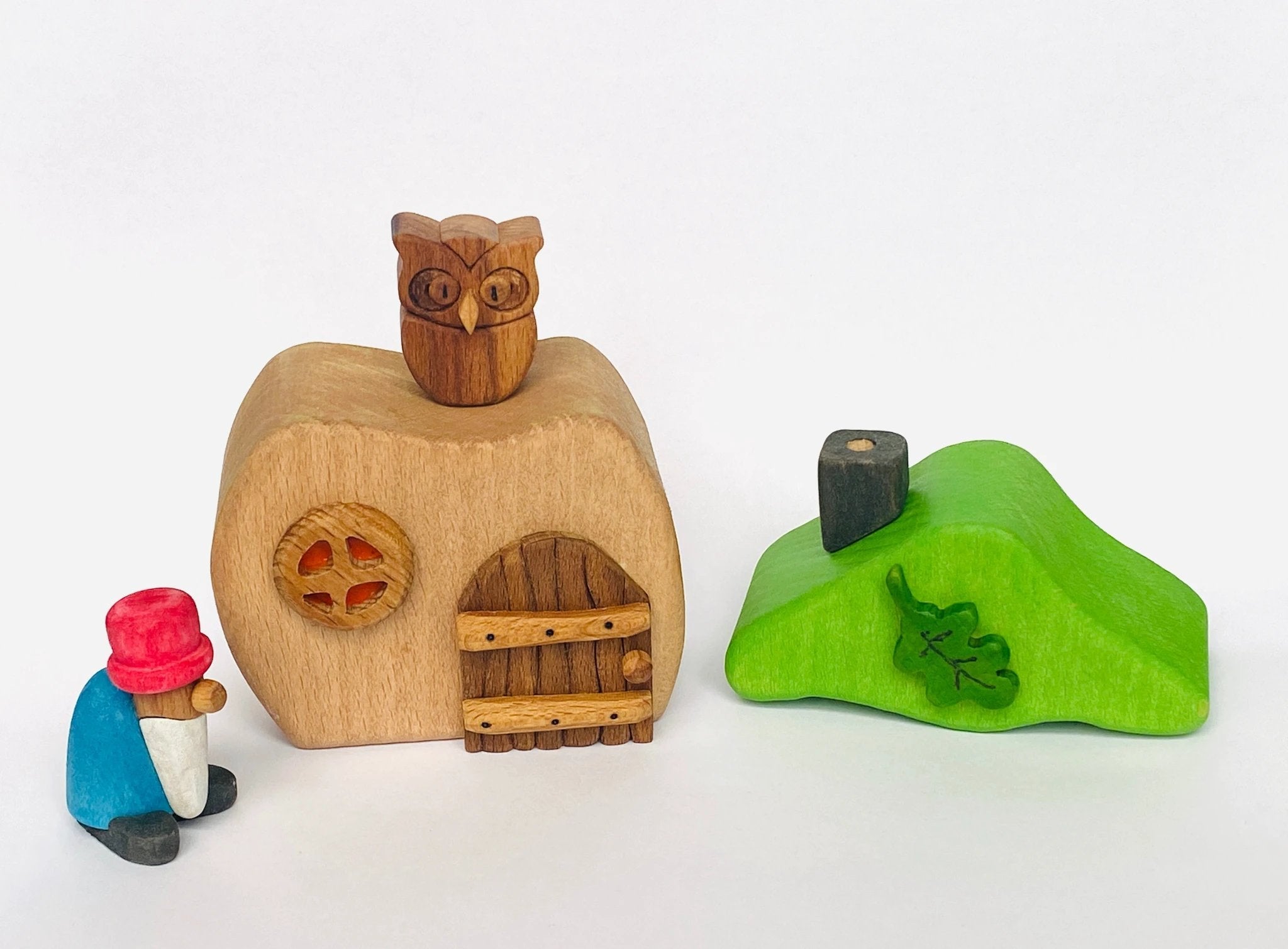 Wooden House with Gnome by PoppyBabyCo