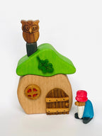 Wooden House with Gnome by PoppyBabyCo
