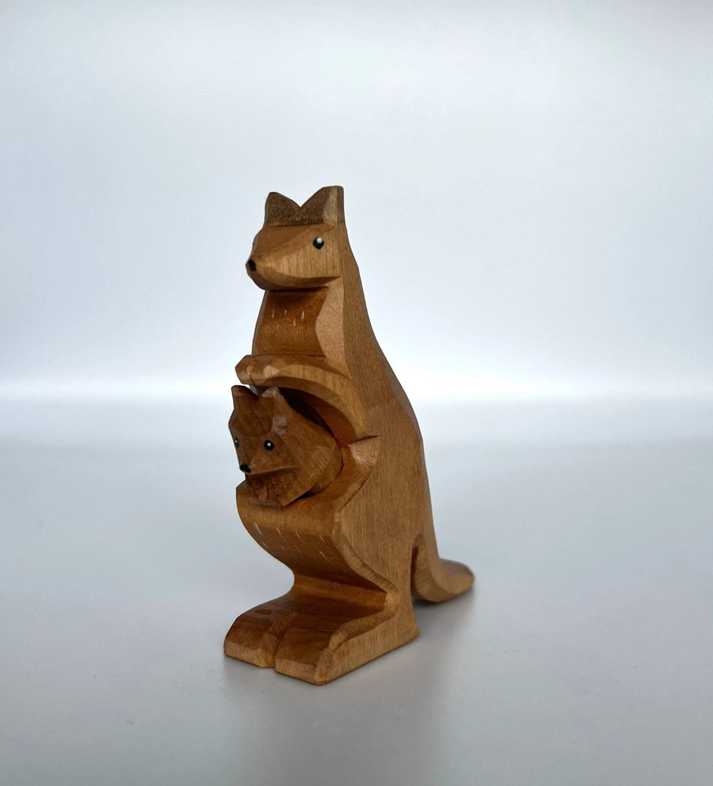 Wooden Kangaroo with Baby by PoppyBabyCo