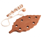 Wooden Lacing Beech Leaf Threading Toy by PoppyBabyCo