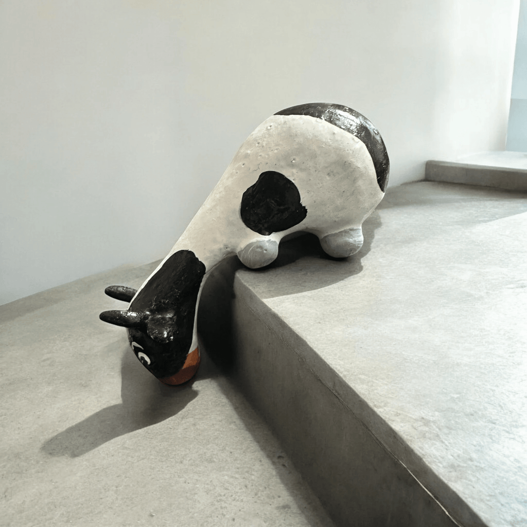 Wooden Minimal Cow Shelf Figurine Decoration by Music Frog Co