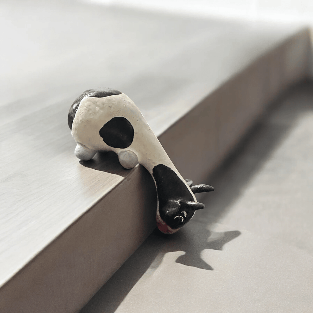 Wooden Minimal Cow Shelf Figurine Decoration by Music Frog Co