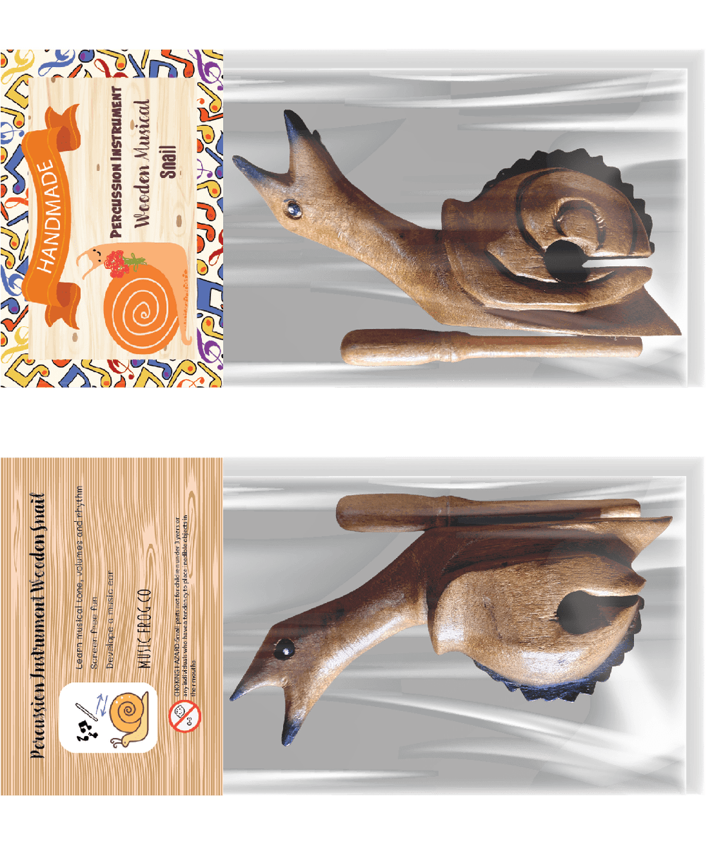 Wooden Musical Snail Percussion Instrument by Music Frog Co