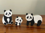Wooden Panda Figurines Set of 3 by PoppyBabyCo