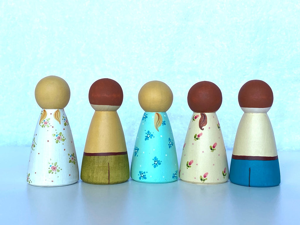 Wooden Peg Dolls Boy/Girl by PoppyBabyCo