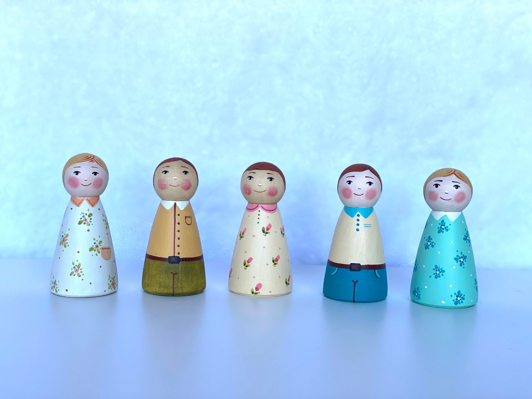 Wooden Peg Dolls Boy/Girl by PoppyBabyCo