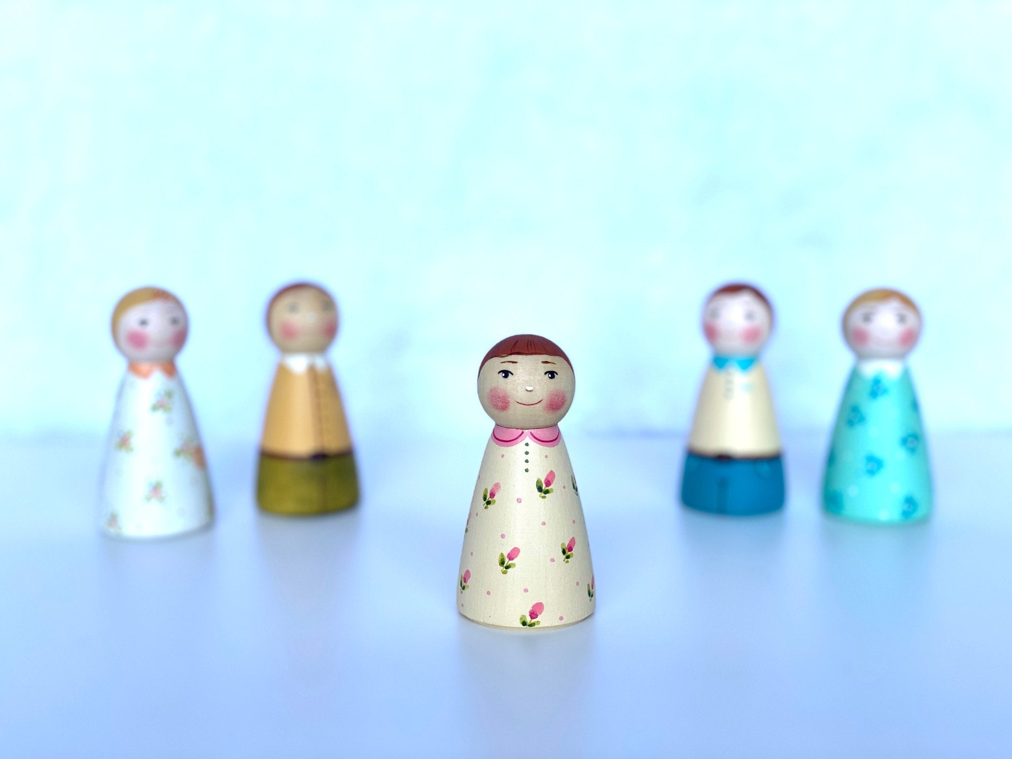 Wooden Peg Dolls Boy/Girl by PoppyBabyCo
