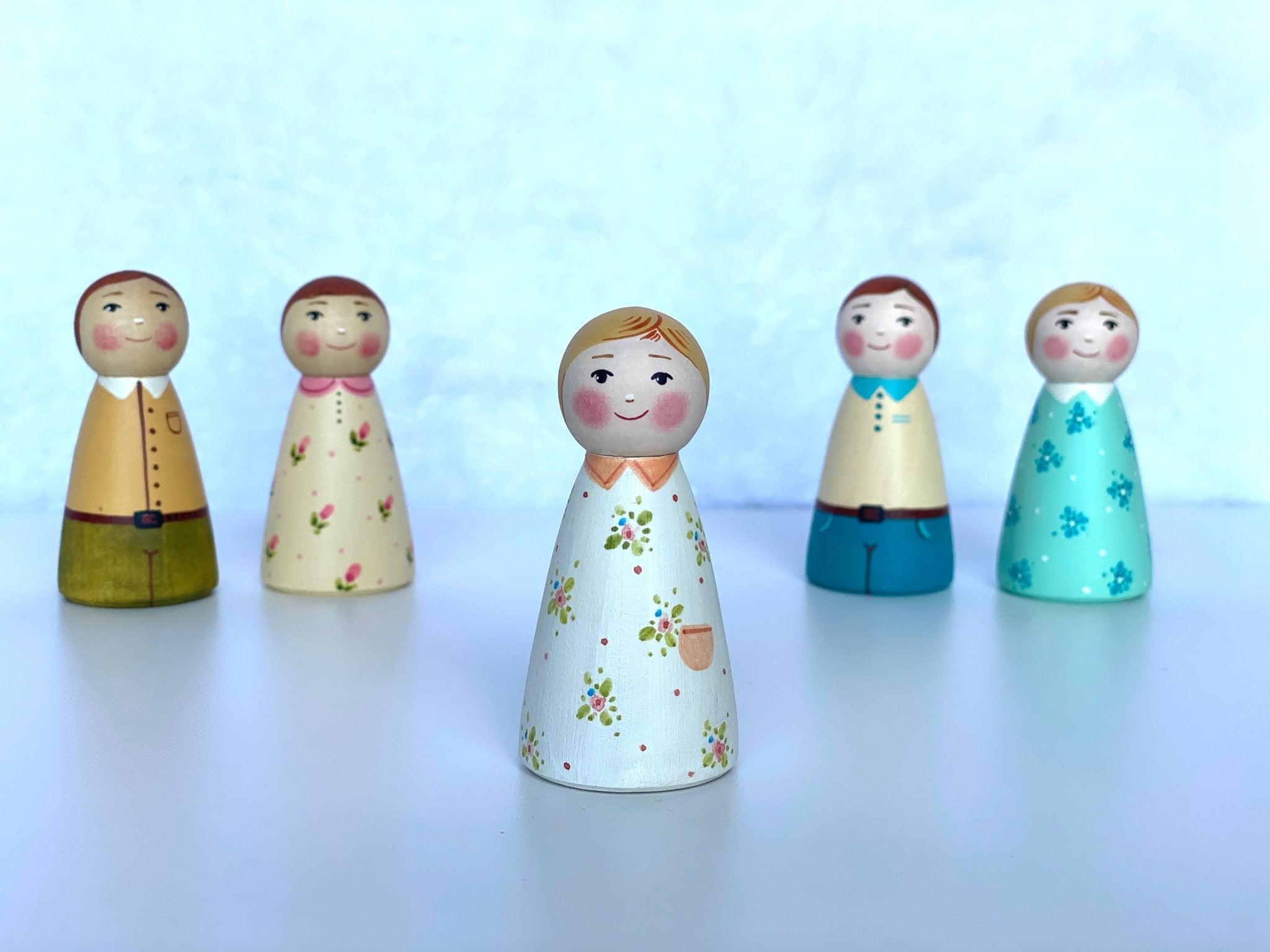 Wooden Peg Dolls Boy/Girl by PoppyBabyCo