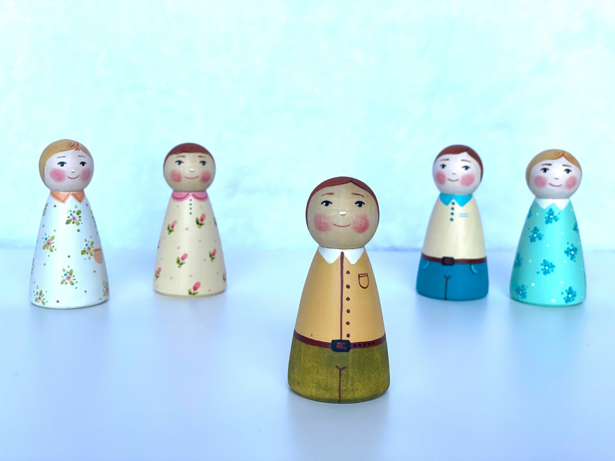 Wooden Peg Dolls Boy/Girl by PoppyBabyCo