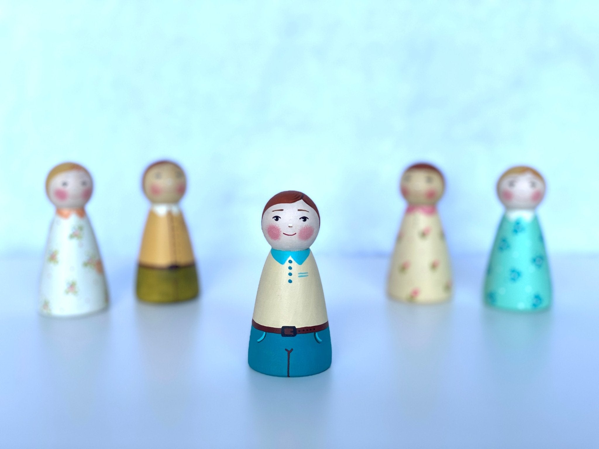 Wooden Peg Dolls Boy/Girl by PoppyBabyCo