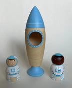 Wooden Rocket Ship Toy with Astronaut by PoppyBabyCo