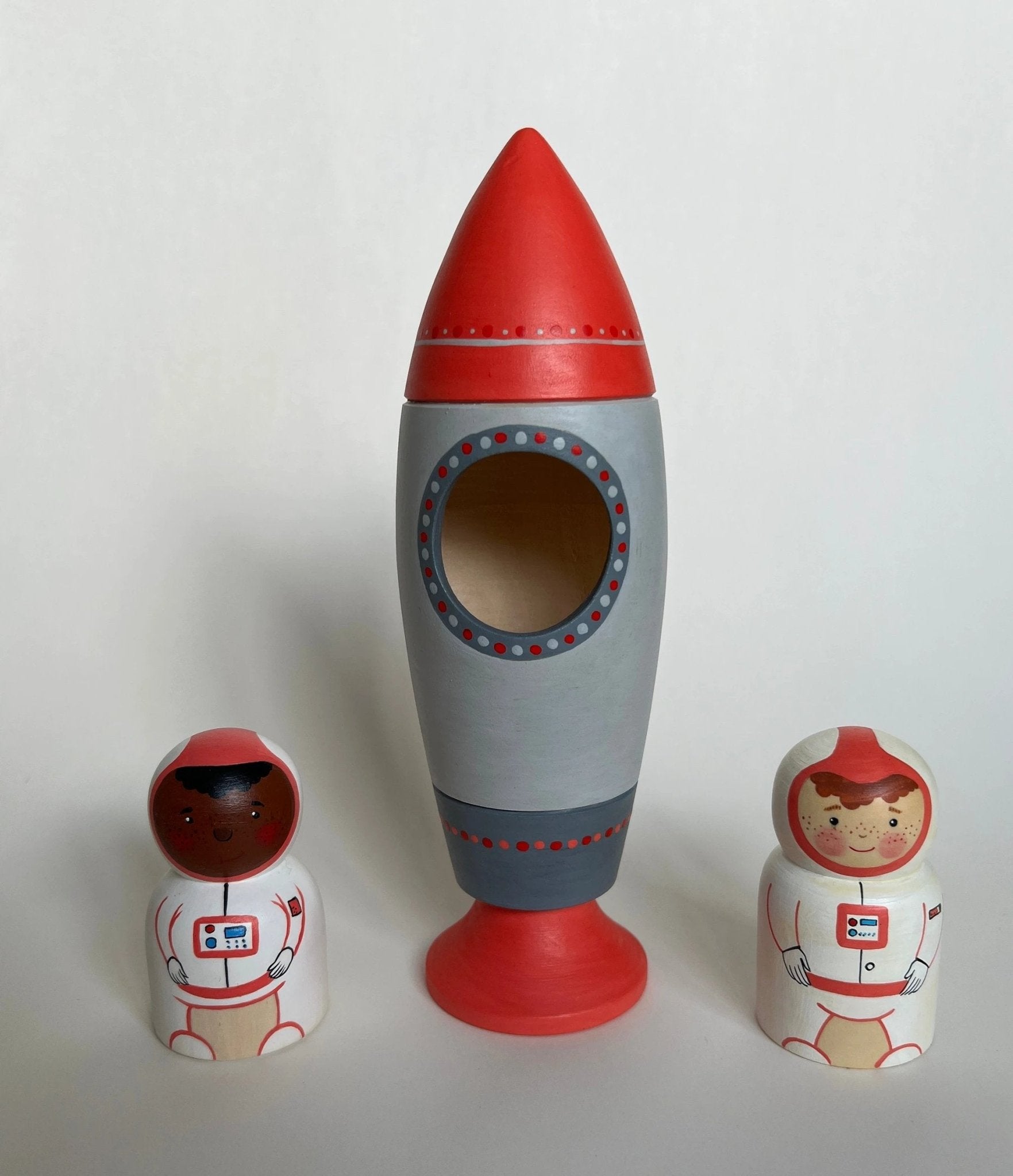 Wooden Rocket Ship Toy with Astronaut by PoppyBabyCo