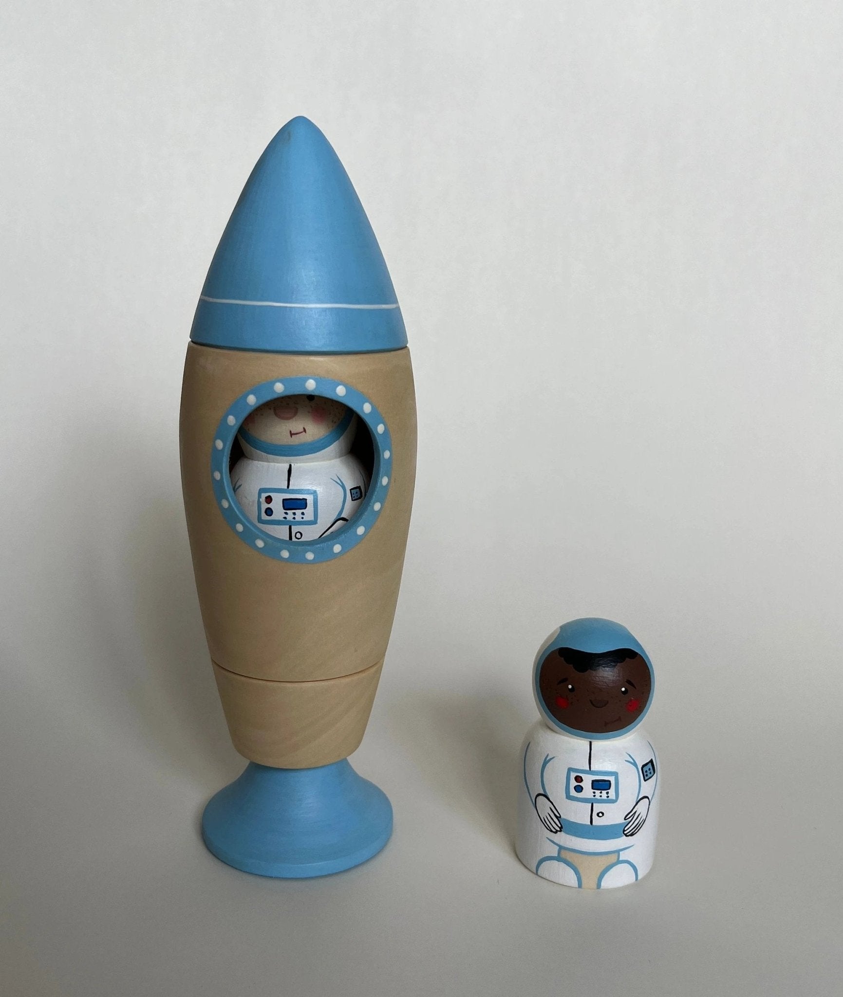 Wooden Rocket Ship Toy with Astronaut by PoppyBabyCo