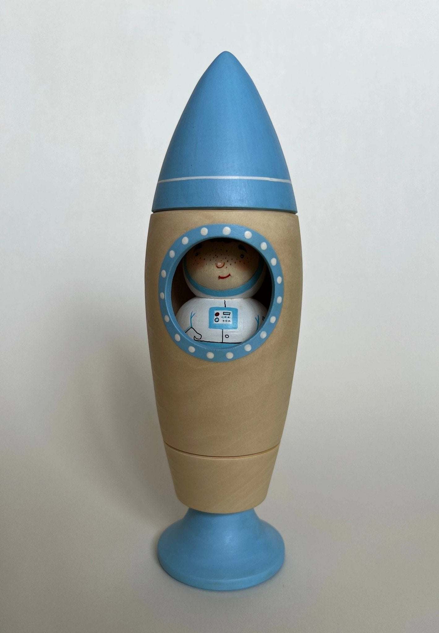 Wooden Rocket Ship Toy with Astronaut by PoppyBabyCo