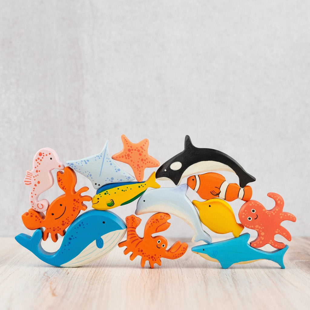 Wooden Sea Creatures set of 13 by PoppyBabyCo