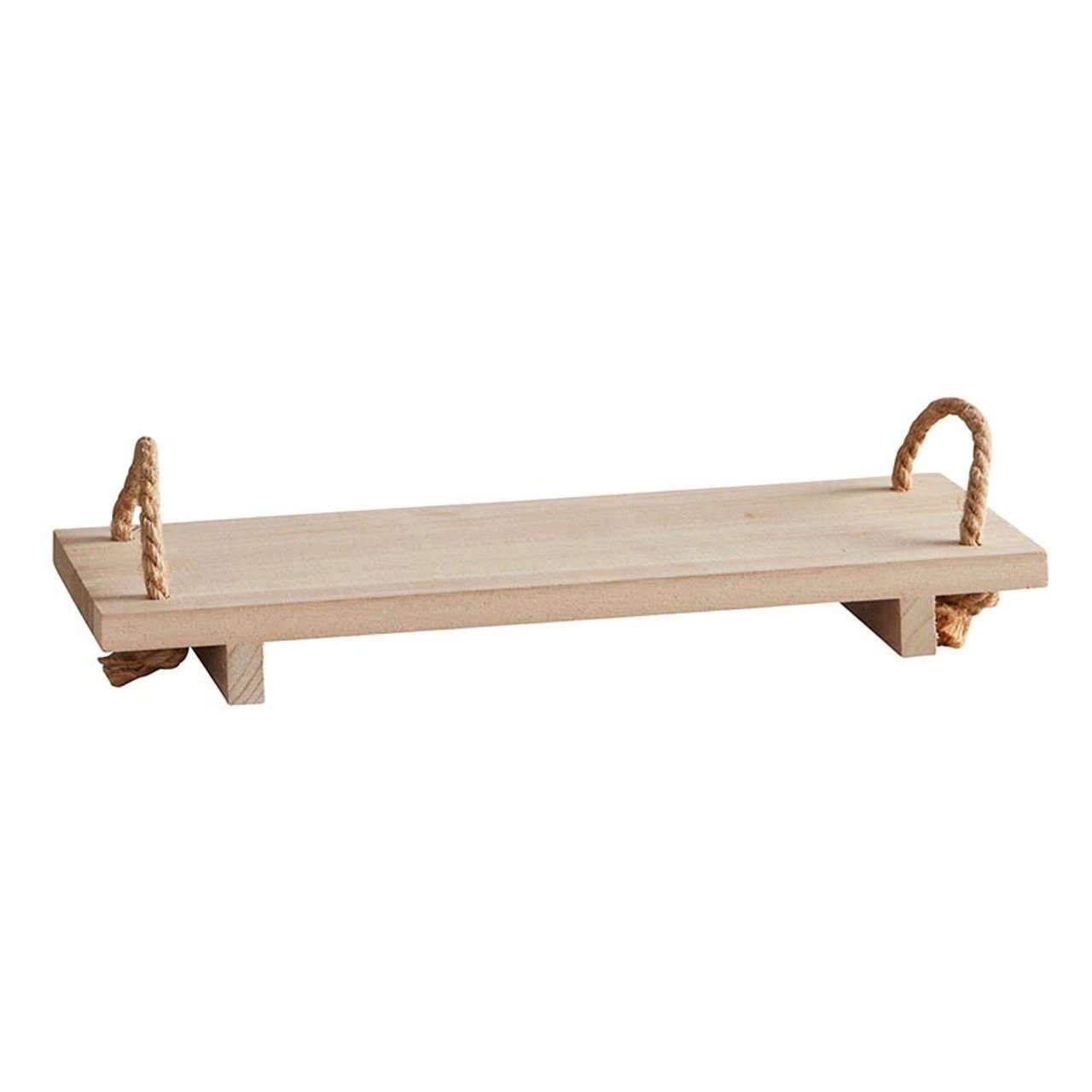 Wooden Shelf With Rope Handles | Display or Organizing Shelf Sits on Table or Mantle 16" x 5.5" by The Bullish Store